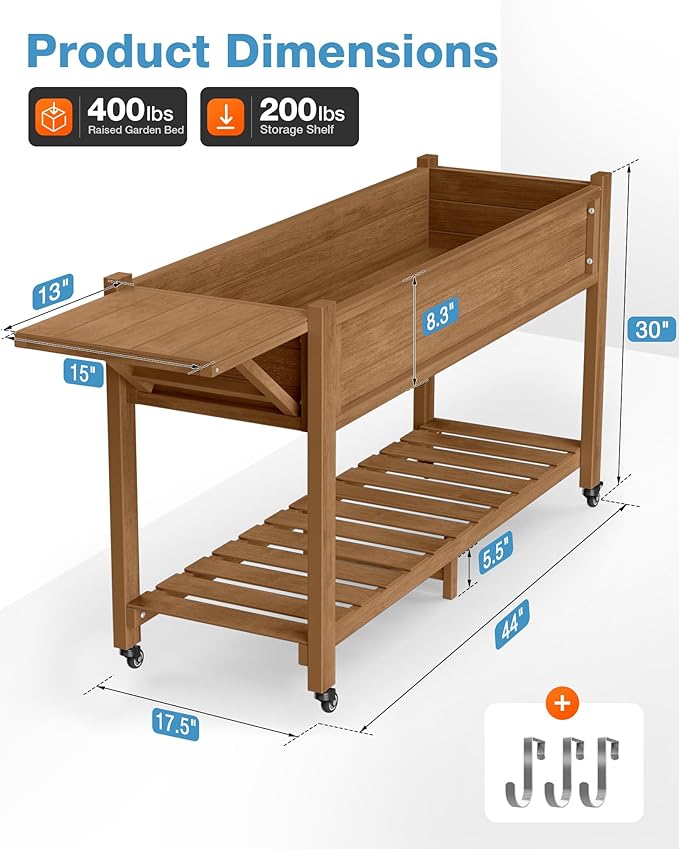 YEFU Raised Garden Bed with Legs: 57x18x30in Weight Capacity 400lb - Image 7