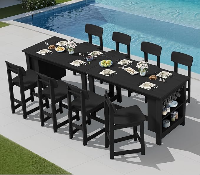 SERWALL 10-Piece HDPE Counter Height Dining Table Sets by SERWALL
