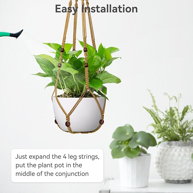 USLAI Macrame Plant Hanger Indoor Outdoor, Fits 4 to 15 Inch Pots, Strong - Image 6