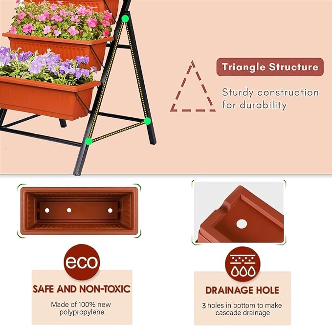 SEJOV 2 Pack Vertical Raised Garden Bed, 5 Tiers Elevated Planter Box - Image 3