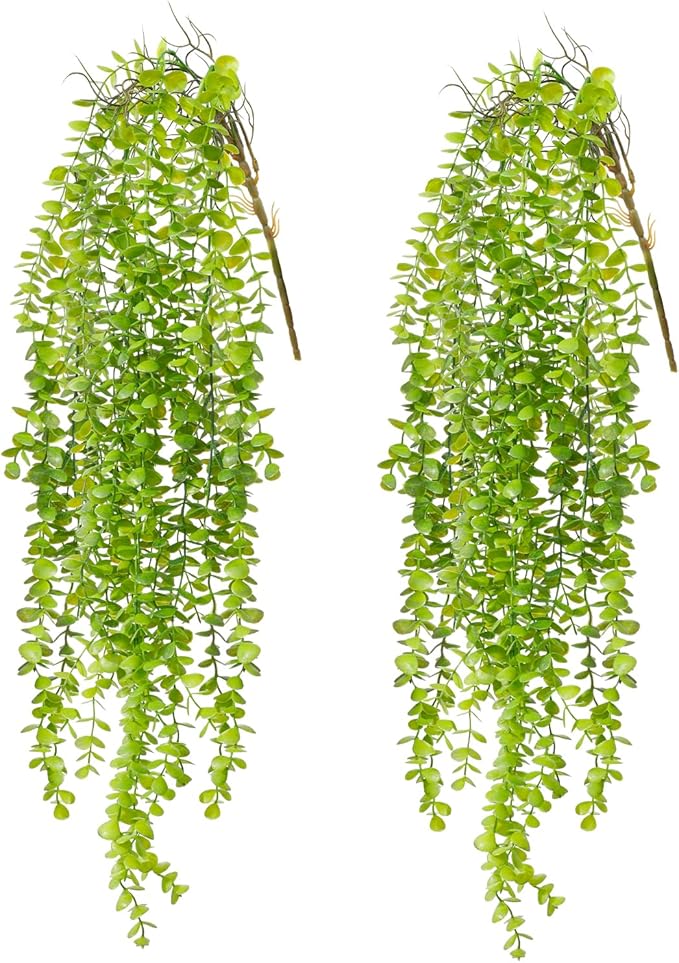 2 Pack Fake Hanging Plants, Artificial Hanging Eucalyptus Plants Greenery Vines by dallisten