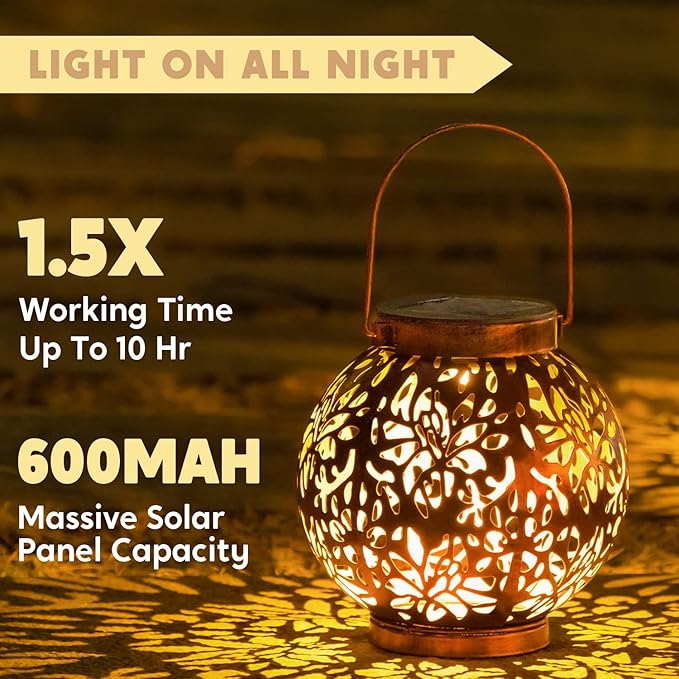 JOIEDOMI 2 Pack Outdoor Solar Hanging Lantern Lights, Waterproof Tabletop - Image 4
