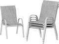 UDPATIO Patio Chairs Set of 4, Stackable Silver Outdoor Dining Chairs by UDPATIO