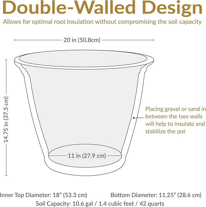 Sunnydaze 20-Inch Franklin Large Plant Pot - Image 5