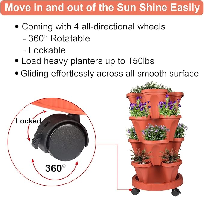 Vertical Planter 4 Tier Stackable Planters Garden Planters Strawberry Herb - Image 6