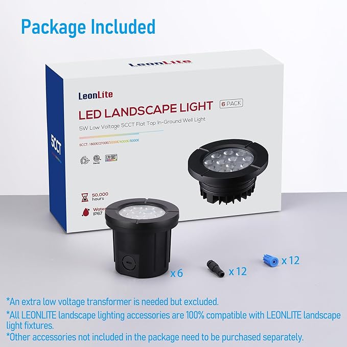 LEONLITE Dia. 4 Inch 5CCT Well Lights Landscape LED In Ground, 5 Color - Image 9
