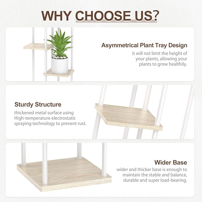 6 Tier Tall Plant Stand Indoor, Large Metal Wood Muti Level Vertical Planter - Image 3