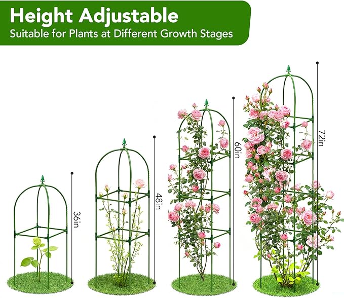2 Pack Garden Obelisk Trellis for Climbing Plants, Tower Potted Cages Plant - Image 2