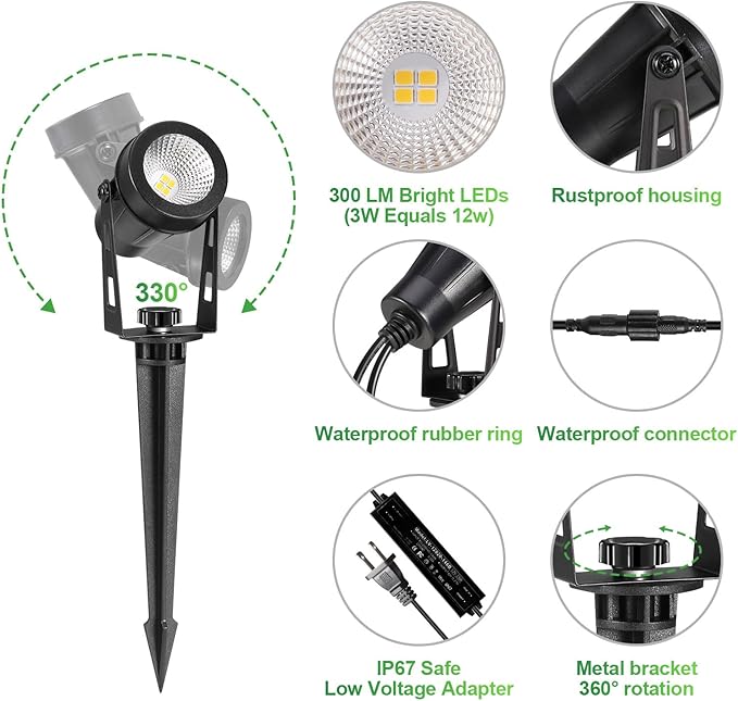 2 Pack Extendable Outdoor Landscape Lights, 12V Low Voltage Landscape Lighting - Image 2
