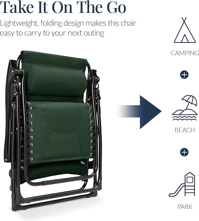 Best Choice Products Oversized Padded Zero Gravity Chair, Folding Outdoor Patio - Image 5