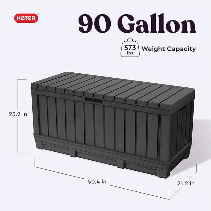 Keter Kentwood 92 Gallon Resin Deck Box-Organization and Storage - Image 2
