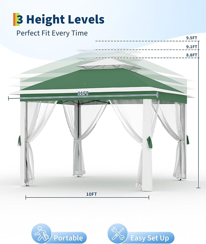 11'x11 Pop-Up Gazebo, Instant Outdoor Canopy Tent - Image 3