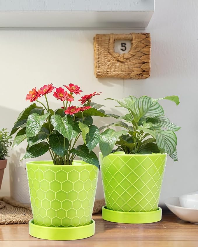 EFISPSS 5 Inch Ceramic Plant Pots Indoor, Planters - Image 5