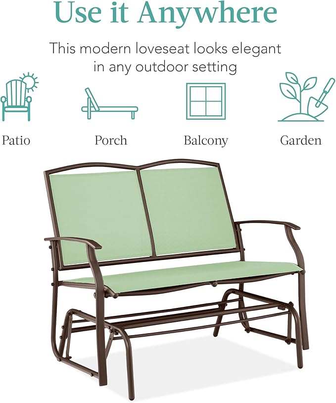 Best Choice Products 2-Person Outdoor Patio Swing Glider Steel Bench Loveseat - Image 7