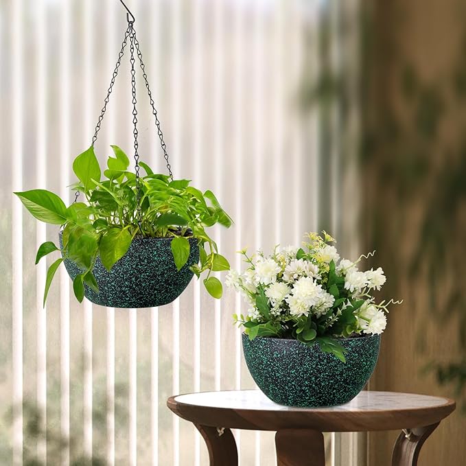 8 inch Small Hanging Planters for Indoor Outdoor Plants, 2 Pack Hanging Flower - Image 7