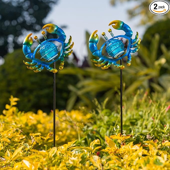 Outdoor Garden Solar Lights, Crab Outdoor Figurine Lights by SATHGA