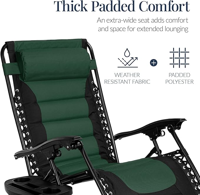 Best Choice Products Oversized Padded Zero Gravity Chair, Folding Outdoor Patio - Image 6