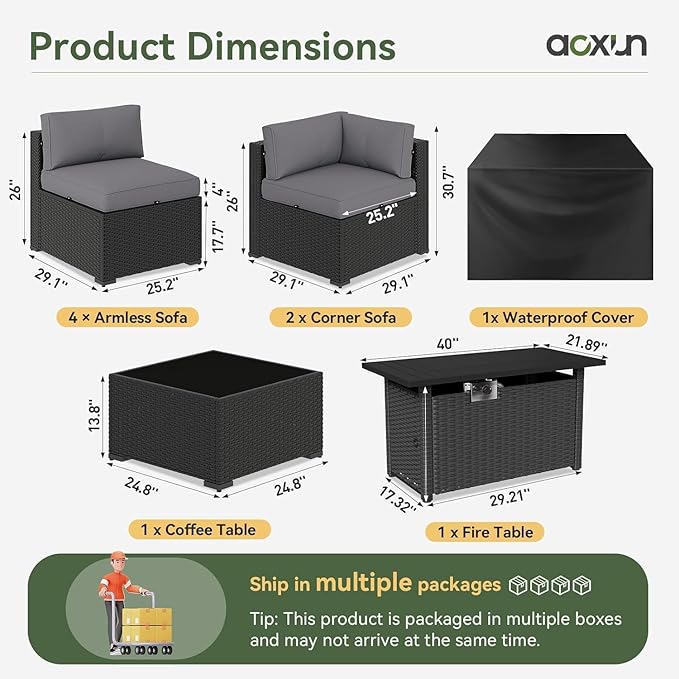 Aoxun 8 Piece Patio Furniture Set - Image 2