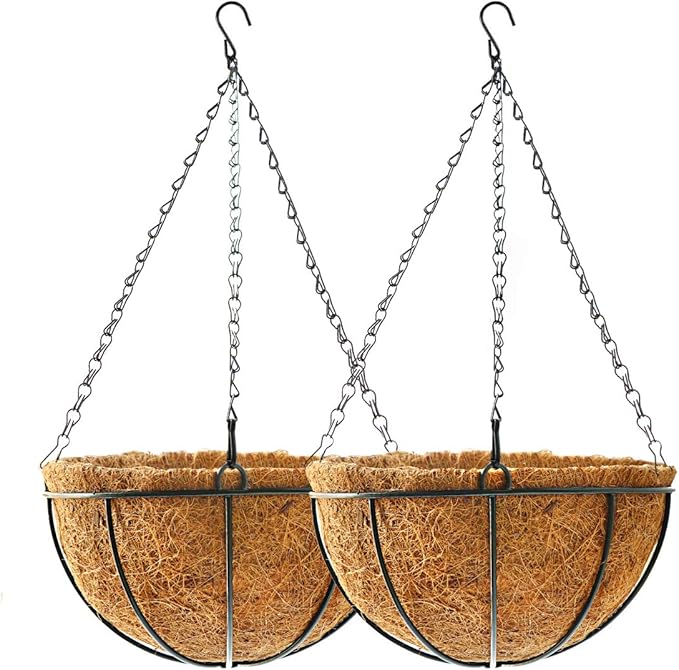 Hanging Plant Basket Flower Holder-Metal Wire Round Hanging Basket Planter by TOOCMEUK