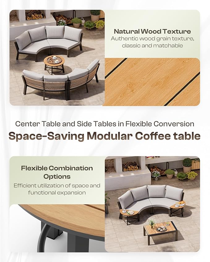 Outdoor Patio Furniture Set, 4 Piece Half Moon Aluminum Patio Conversation Sets - Image 7