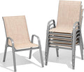 Patio Chairs Set of 6, Easily Set Up Stackable Outdoor Dining Chairs by Dovov