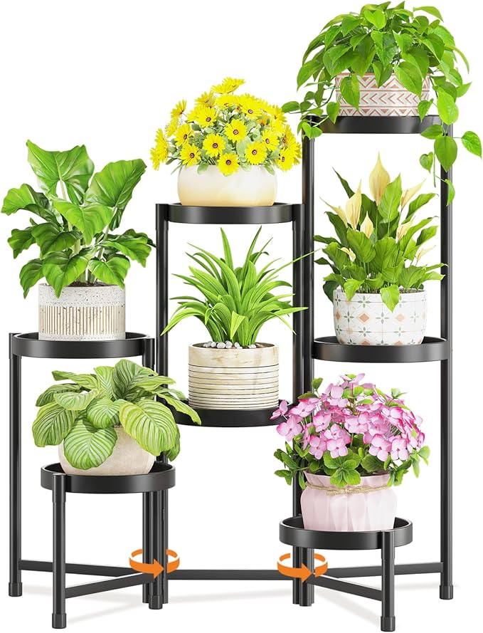 LASZOLA 7 Tiered Folding Tall Plant Stand Indoor by LASZOLA