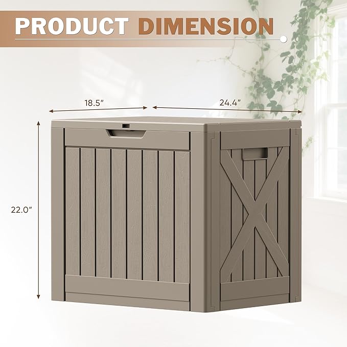 Patiowell 43 Gallon Resin Deck Box, Outdoor Storage Box - Image 4