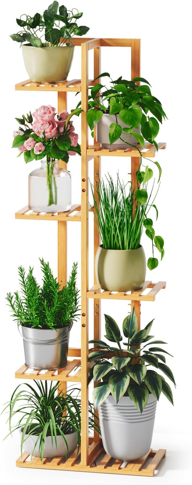 ROSSNY 48 Inch Talll Plant Stand Indoor, 6 Tier 7 Potted Bamboo Plant Stands by ROSSNY