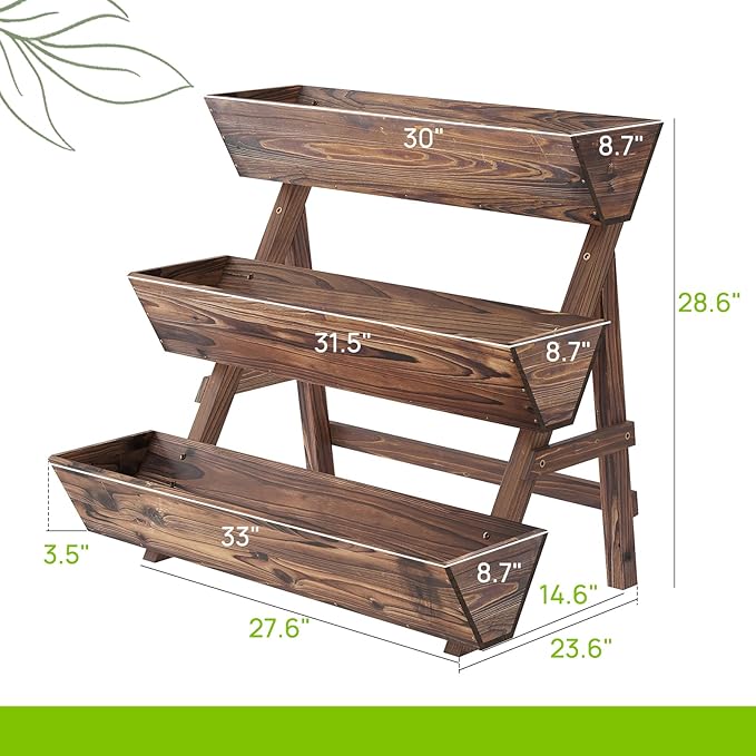 3-Tiers Wooden Raised Garden BedPlanter Box Gardening Outdoor Planter Box Patio - Image 3