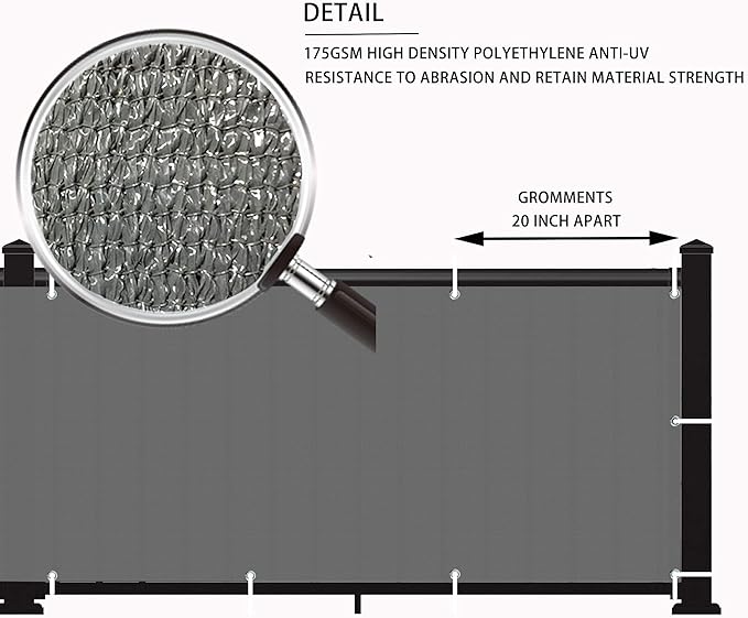 LOVE STORY 3.3'x19.7' Dark Grey Balcony Screen Privacy Fence Cover UV - Image 4
