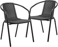VINGLI PE Rattan Outdoor Dining Chairs Set of 2, Plastic Stackable Patio Chairs by VINGLI