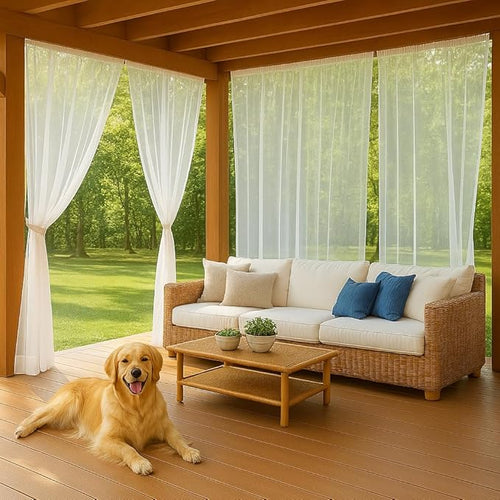 10 x 10 ft Outdoor White Tulle Backdrop Curtains Waterproof Voile Sheer Screen by Unknown
