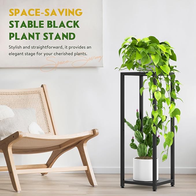 TOSKING Tall Plant Stand Indoor – 2-Tier Modern Metal Shelf, Heavy Duty - Image 2