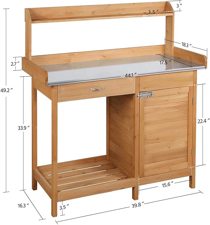 Yaheetech Outdoor Garden Potting Bench Table Work Bench Metal Tabletop - Image 3