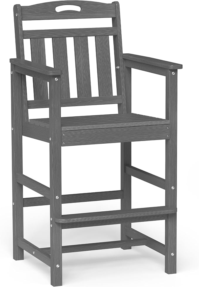 Ciokea Outdoor Bar Stool, Oversized HDPE Patio Bar Chair by CIOKEA