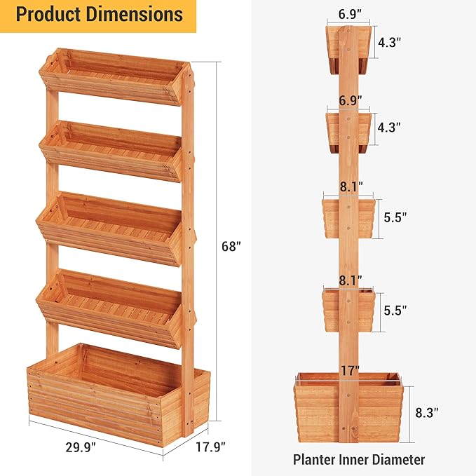Vertical Wooden Raised Garden Bed Planters Wood Planter Kit Plant Stand Flower - Image 3