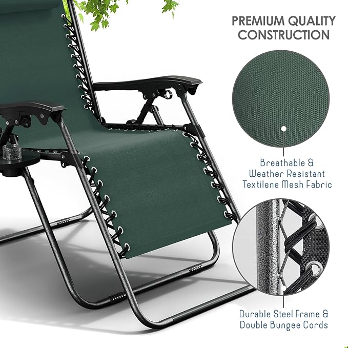 Nestl Zero Gravity Chairs Set of 4, Patio Lounge Chair Outdoor - Image 7