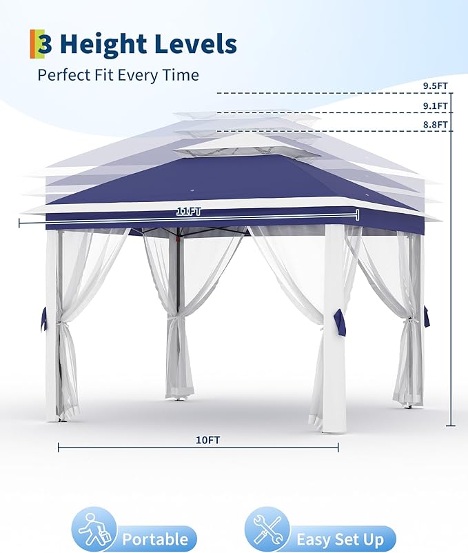 11'x11 Pop-Up Gazebo, Instant Outdoor Canopy Tent - Image 3