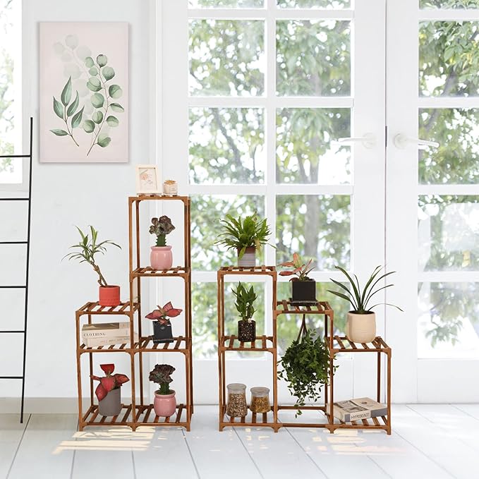 XXXFLOWER Plant Stand Indoor Outdoor 13 Tiers Wood Plant Shelf - Image 5