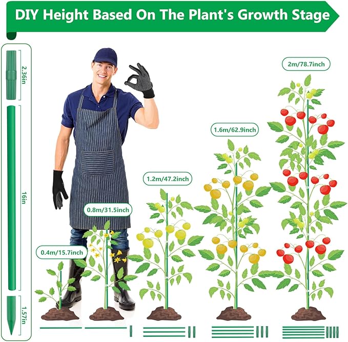 Lezmarket 80 Pack Garden Stakes, Plant Support Stakes, DIY 4ft 5ft 6ft 7ft - Image 3