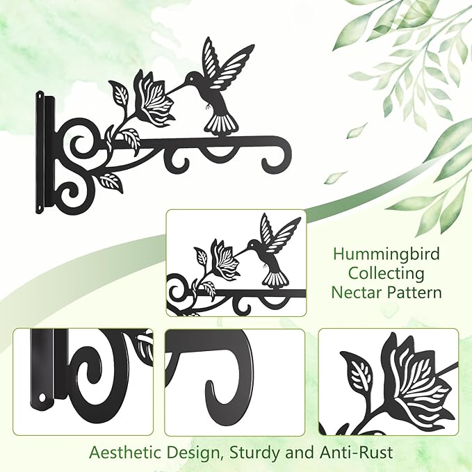 4-Pack Aesthetic Plant Hangers Outdoor – 10 Inch Metal Hanging Plant Bracket - Image 7