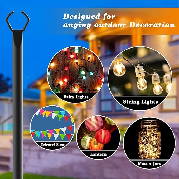 6 Pack String Light Poles, 10 Ft Light Poles - Image 2