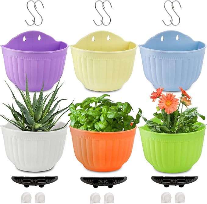 DEAYOU 6 Pack Wall Planter Hanging Flower Pot, Window Hang Indoor Outdoor Plant - Image 8