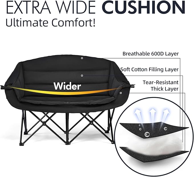 Double Camping Chair Padded Loveseat Chair - Image 3