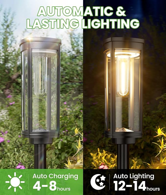 Bright Solar Pathway Lights Outdoor, 8 Pack Solar Powered Garden Lights - Image 5