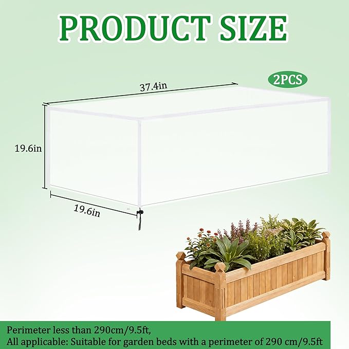 2 Pack Garden Netting for Raised Beds, 37.4" x 19.6" x 19.6" Garden Bed Insect - Image 2