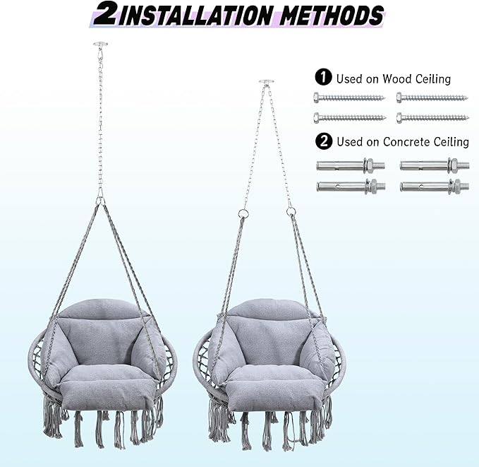 Macrame Hammock Hanging Swinging Chair - Image 5