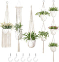 Mkono Macrame Plant Hangers, 5 Pack Different Tiers Indoor Hanging Planters by Mkono
