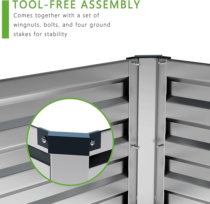 2PCS Galvanized Raised Garden Bed Kit, Vegetable Boxes-Rectangle Metal Flower - Image 6