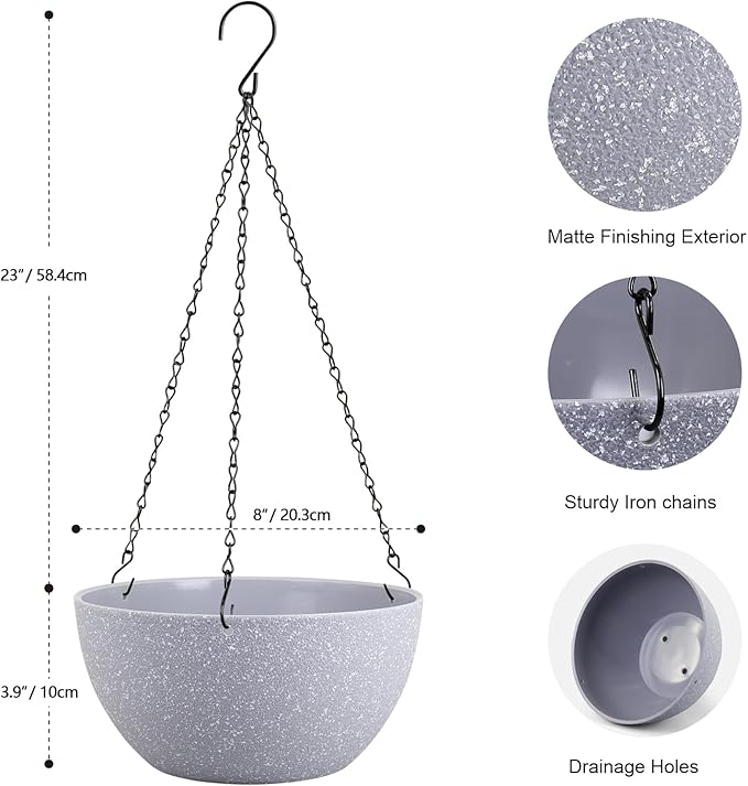 8 inch Small Hanging Planters for Indoor Outdoor Plants, 2 Pack Hanging Flower - Image 2